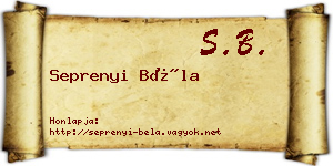 Seprenyi Béla névjegykártya