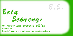 bela seprenyi business card